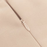 PENELOPE TULLE STRIPED EMBELLISH STRAPLESS APRICOT MIDI DRESS