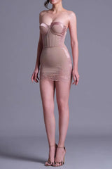 sherry Nude Cord Lace Bustier Mini dress