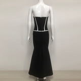 Floral embellished Strapless Maxi Dress in Black