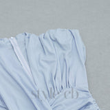SHOULDER PADS RUFFLED V-NECK ASYMMETRIC HEM DRESS