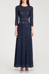 alexandra Strass knit cropped cardigan in navy blue
