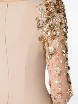martha Mesh splicing beading diamond maxi dress in apricot