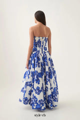 nancy Violette Bubble Hem Maxi Dress in cobalt