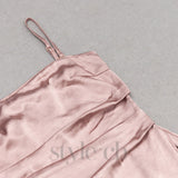 DUSTY ROSE SPAGHETTI STRAPS WRAP DRESS WITH SLIT