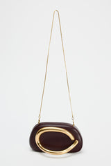 Curved Metal Box Bag in Burgundy