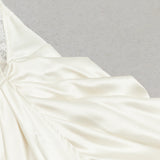 CAMILLE WHITE SATIN CORSET OFF SHOULDER GOWN