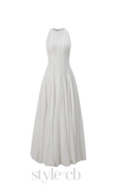sleeveless lace crochet maxi dress in white