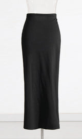 ANDEANA FLOWER SLIT MIDI SKIRT IN WHITE