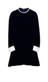 SERENA BEADED COLLAR VELVET DRESS