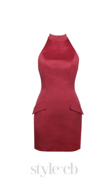 VIVIEN SATIN MINI DRESS IN RED