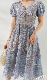 FINE CORD LACE MIDI DRESS
