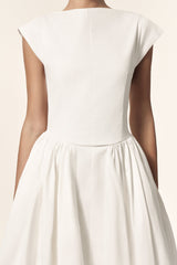Lillian white Sleeveless Folds Midi Dress