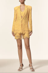 Rosee Halter Long Sleeves Lace Coat And Shorts Three-Piece Set