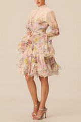 Lana Long Sleeve Chiffon Floral Mini Dress