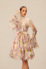 Lana Long Sleeve Chiffon Floral Mini Dress