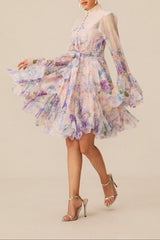 Lana Long Sleeve Chiffon Floral Mini Dress