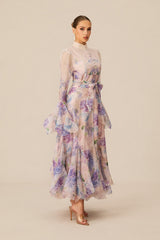 Alessia Long Sleeve Floral Mock Neck Maxi Dress
