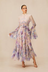 Alessia Long Sleeve Floral Mock Neck Maxi Dress