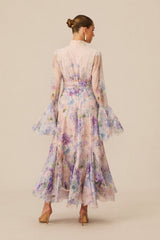 Alessia Long Sleeve Floral Mock Neck Maxi Dress
