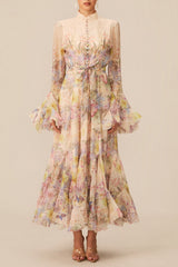 Alessia Long Sleeve Floral Mock Neck Maxi Dress