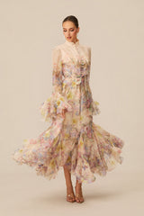 Alessia Long Sleeve Floral Mock Neck Maxi Dress