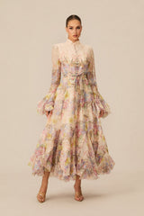 Alessia Long Sleeve Floral Mock Neck Maxi Dress