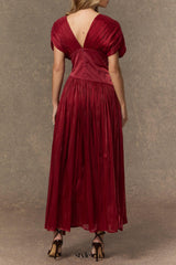 myra Burgundy V-neck Embellished Maxi Dress