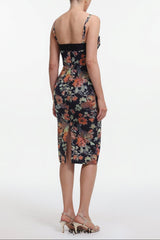 olga Contour Sleeveless Floral Print Bandage Midi Dress