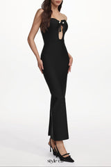 Kandiss Elegant Contour Strapless Cut Out Bandage Maxi Dress