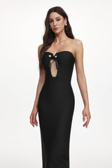 murray Contour Strapless Cut Out Bandage Maxi Dress - black