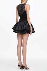 Sareza Chic Contour Deep V Sleeveless Sequin Mini Dress