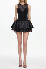 Sareza Chic Contour Deep V Sleeveless Sequin Mini Dress