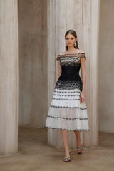 jennifer off-shoulder lace embroidery hollow maxi dress in black