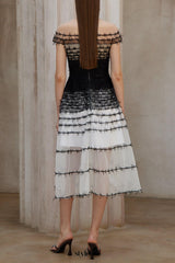 jennifer off-shoulder lace embroidery hollow maxi dress in black