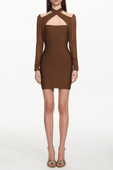Estrela Overlay Long Sleeve Bandage Mini Dress