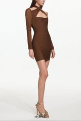 Estrela Overlay Long Sleeve Bandage Mini Dress