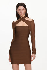 Estrela Overlay Long Sleeve Bandage Mini Dress