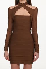 Estrela Overlay Long Sleeve Bandage Mini Dress