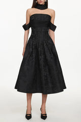 Nancy Off Shoulder Pleated Floral Maxi Dress
