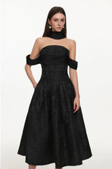 Nancy Off Shoulder Pleated Floral Maxi Dress