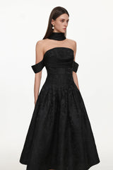 Nancy Off Shoulder Pleated Floral Maxi Dress