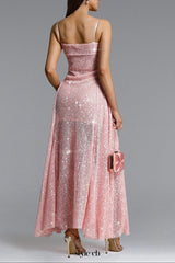 Poly pink Sleeveless Sequin Maxi Dress