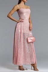 Poly pink Sleeveless Sequin Maxi Dress