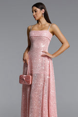 Poly pink Sleeveless Sequin Maxi Dress
