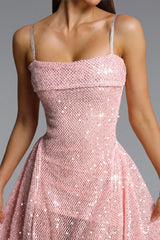 Poly pink Sleeveless Sequin Maxi Dress