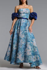 Rikiny Puff Sleeve Floral Print Maxi Dress