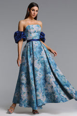Rikiny Puff Sleeve Floral Print Maxi Dress