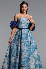 Rikiny Puff Sleeve Floral Print Maxi Dress