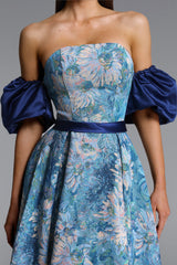Rikiny Puff Sleeve Floral Print Maxi Dress