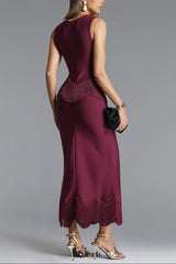 Wenesa Sleeveless Fringe Bandage Maxi Dress